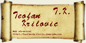 Teofan Krilović vizit kartica
